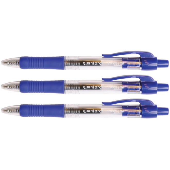 Gelschrijver Quantore grip drukknop 0.7mm blauw