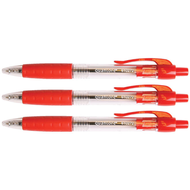 Balpen Quantore Grip drukknop rood medium