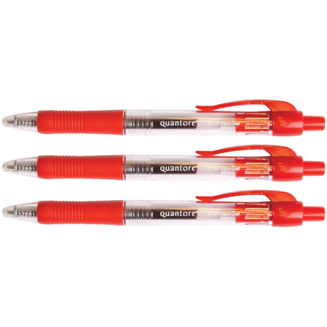 Gelschrijver Quantore grip drukknop 0.7mm rood