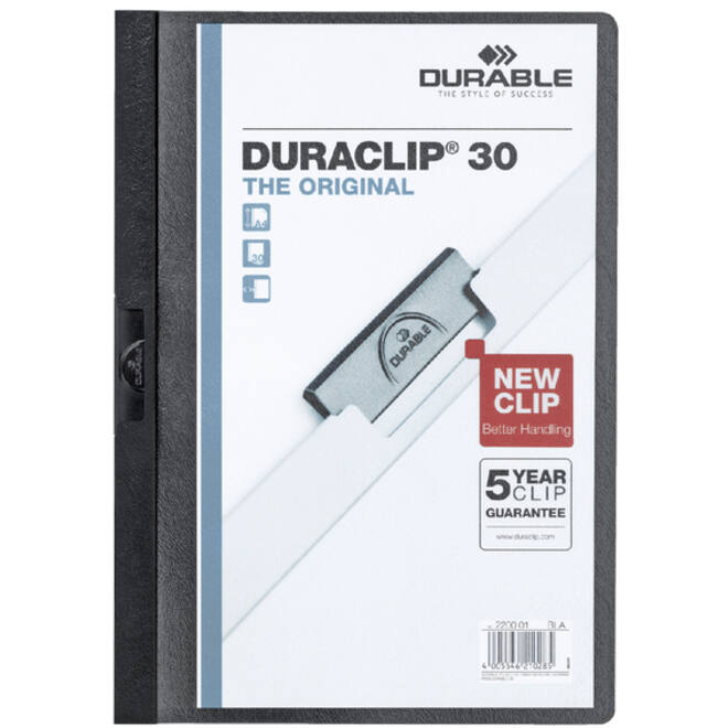 Klemmap Durable Duraclip A4 3mm 30 vellen zwart