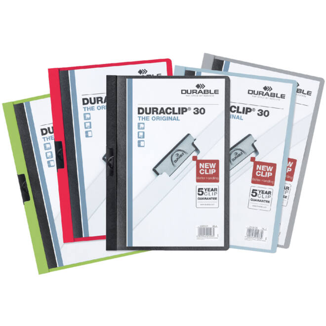 Klemmap Durable Duraclip A4 3mm 30 vellen assorti