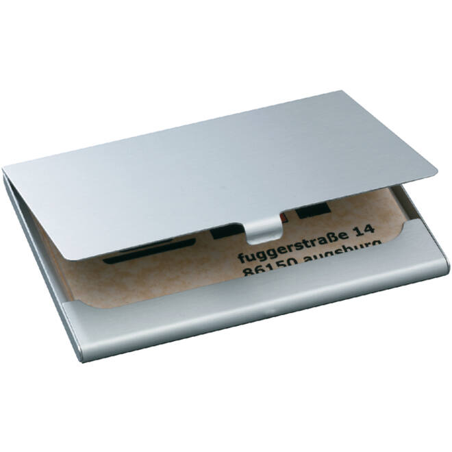 Visitekaarthouder Sigel VZ135 voor 15 kaarten 91x58mm graveerbaar aluminium mat zilver