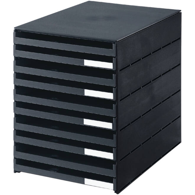 Ladenbox Styroval 10 laden zwart open
