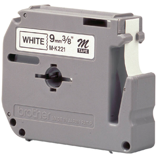 Labeltape Brother P-touch M-K221 9mm zwart op wit
