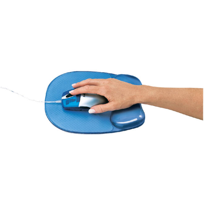 Muismat met polssteun Fellowes Crystals gel transparant blauw