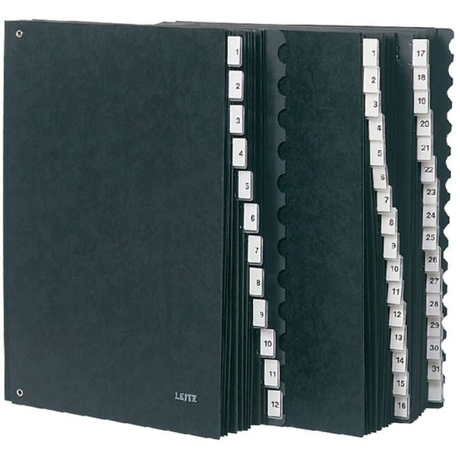 Termijnmap Leitz 1-12 270x18x345mm hardboard zwart