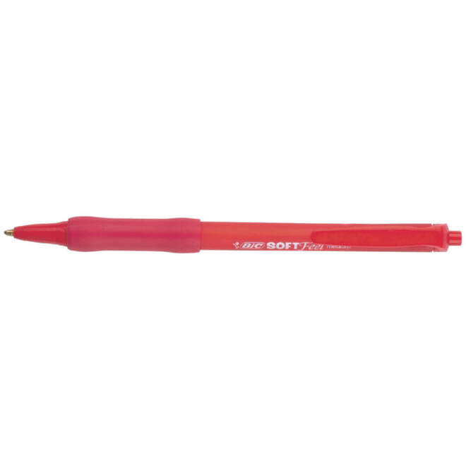 Balpen Bic soft feel grip clic medium rood