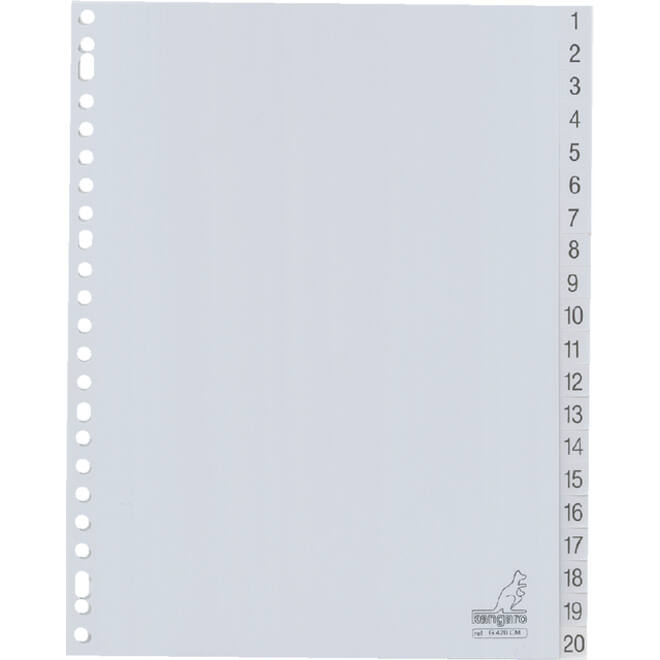 Tabbladen Kangaro 23-gaats G420CM 1-20 genummerd grijs PP