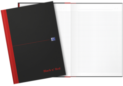 Notitieboek Oxford Black n' Red A4 96vel ruit 5mm