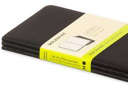 Schrift Moleskine 90x140mm blanco 240 pagina's 70gr zwart set à 3 stuks