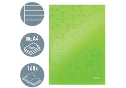 Notitieboek Leitz WOW A4 160blz 90gr lijn groen