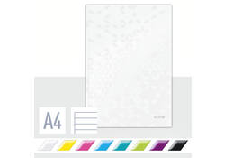 Notitieboek Leitz WOW A4 160blz 90gr lijn wit