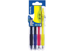 Gelschrijver Pilot clicker medium neon assorti Set2Go à 4 stuks
