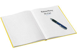 Notitieboek Leitz WOW A4 160blz 90gr lijn geel