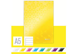 Notitieboek Leitz WOW A5 160blz 90gr lijn geel