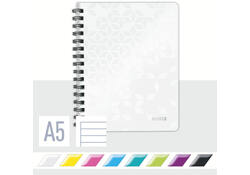 Notitieboek Leitz WOW A5 lijn spiraal PP wit