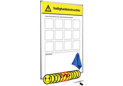 Veiligheidsbord Corona met wisselbare iconen Nederlandstalig 60x90cm