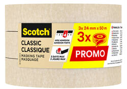 Afplaktape Scotch Classic 24mmx50m beige 3 rollen