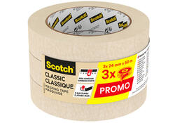 Afplaktape Scotch Classic 24mmx50m beige 3 rollen