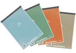 Schrijfblok Aurora A4 lijn 100 vellen 60gr assorti