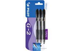 Gelschrijver PILOT G-2 medium zwart blister à 3 stuks