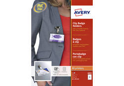 Badge Avery met clip 4822 60x90mm 25 stuks + 32 insteekkaarten