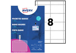 Badge Avery met clip 4822 60x90mm 25 stuks + 32 insteekkaarten
