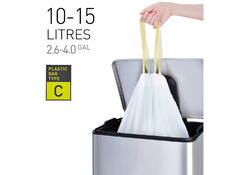 Afvalzak EKO MDPE type C met trekband 45x50cm 10-15L wit