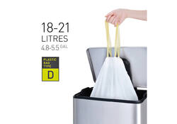 Afvalzak EKO MDPE type D met trekband 55x55cm 18-21L wit