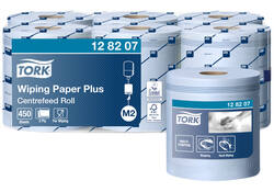 Poetspapier Tork Wiping Plus M2 Centerfeed 2-laags 157m blauw 128207