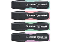 Markeerstift STABILO GREEN BOSS 6070/4 pastel assorti etui à 4 stuks