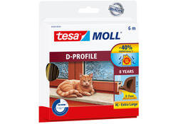 Tochtstrip tesamoll® D-profiel rubber 6mx9mm bruin