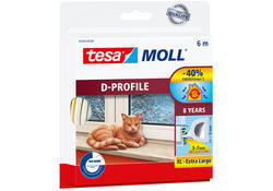 Tochtstrip tesamoll® D-profiel rubber 6mx7mm wit