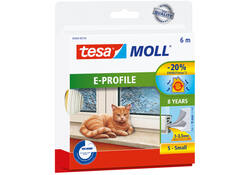 Tochtstrip tesamoll® E-profiel zelfklevend rubber 6mx9mm wit