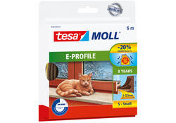 Tochtstrip tesamoll® E-profiel zelfklevend rubber 6mx9mm bruin