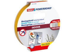 Montagetape tesa® Powerbond Indoor dubbelzijdig 5mx19mm wit