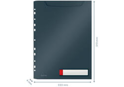 Insteekmap U-model Leitz Cosy harmonica A4 met perforatiestrip PP grijs