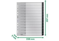 Tabblad Leitz Recycle A4 11-gaats 1-12 extra breed PP