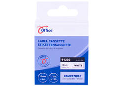 Labeltape office paper zw/wit 12mm x 4m