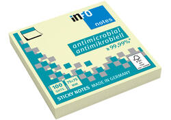 Memoblok info notes antimicrobiëel 100 vel 75x75mm geel