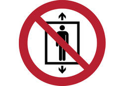 Pictogram bordje Djois Verboden lift te gebruiken door personen Ø 200mm Rood
