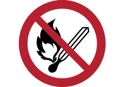 Pictogram bordje Djois Open vuur verboden Ø 200 mm Rood
