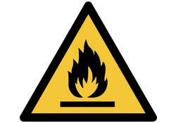 Pictogram bordje Djois Waarschuwing: ontvlambaar 200x176mm Geel