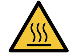 Pictogram bordje Djois Waarschuwing: heet oppervlak 200x176mm Geel