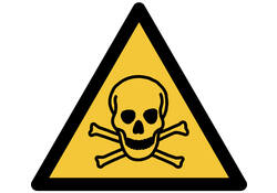 Pictogram bordje Djois Waarschuwing: giftig materiaal 200x176mm Geel