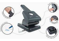 Perforator Rapesco HD865-P antibacterieel 2-gaats zwart