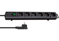 Stekkerdoos Brennenstuhl Comfort Plus 6 voudig inclusief platte stekker 2 meter zwart