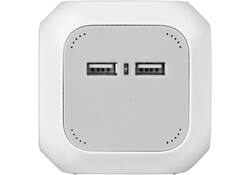 Stekkerblok Brennenstuhl 4 voudig inclusief 2 USB 140cm wit/grijs