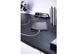 Stekkerdoos Brennenstuhl bureau Estilo 4 voudig inclusief 2 USB 2 meter zwart/zilver