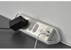 Stekkerdoos Brennenstuhl bureau Estilo 4 voudig inclusief 2 USB 2 meter wit/zilver